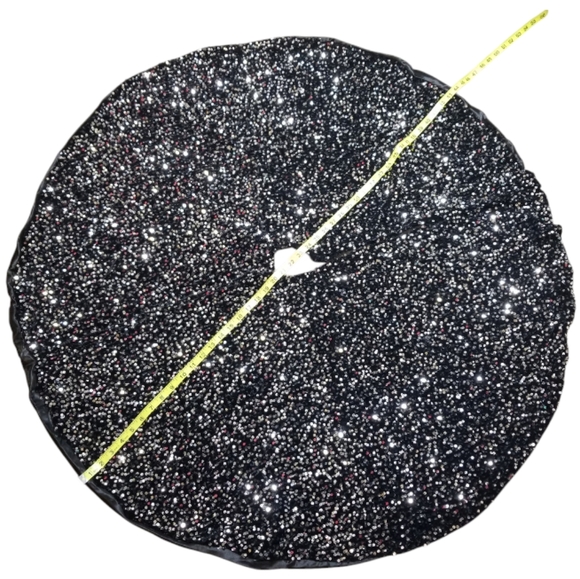 Black Sequin Tree Skirt Christmas Halloween 44"-46" Sparkle Velvet Satin Backing - Picture 6 of 8
